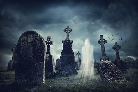 Spooky old graveyard and a ghost - Whistling Past The Graveyard - Miller on the Money