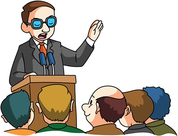 Politician giving a speech illustration - Miller on the Money