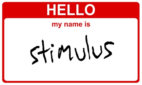 hello my name is stimulus red sticker