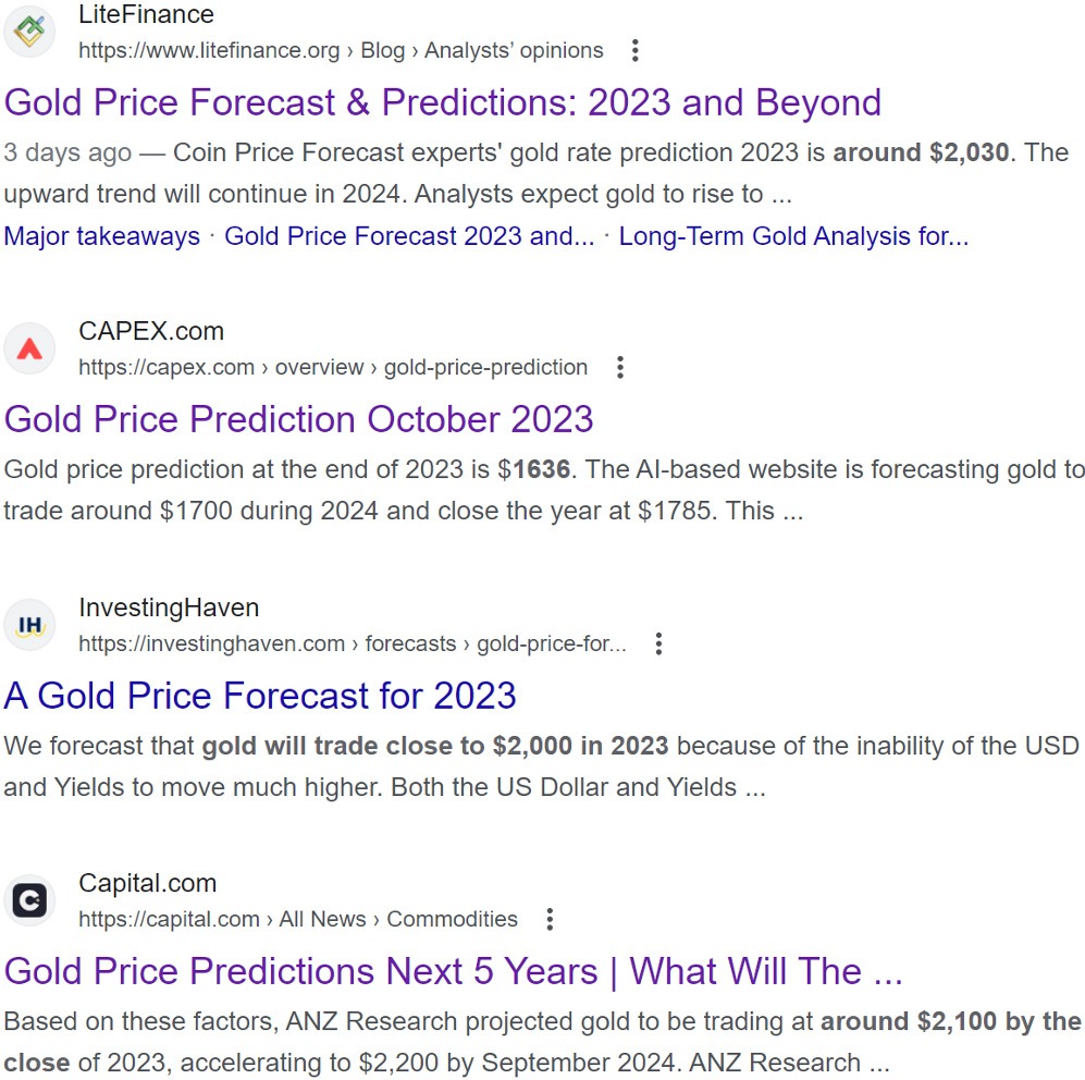 Screenshot of Google Search Results for "What is going on with Gold"