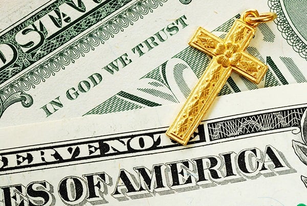 US dollar "In God We Trust" gold cross concept - In God We Trust! The Fed – Not So Much - Miller on the Money